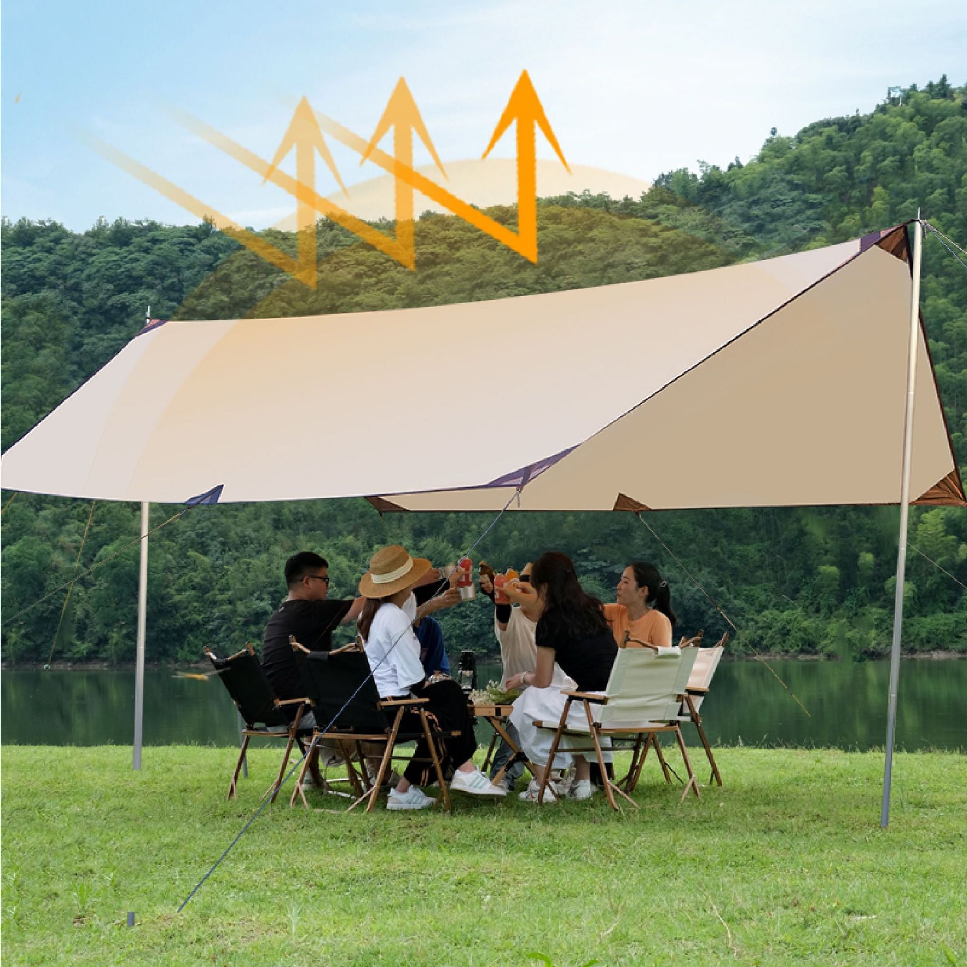520*430 cm Naturehike Cloud Up 2-3 Person Backpacking Tent Tarp - Waterproof, UV Protection, Sunshade Canopy Shelter for Camping, Hiking, Picnic